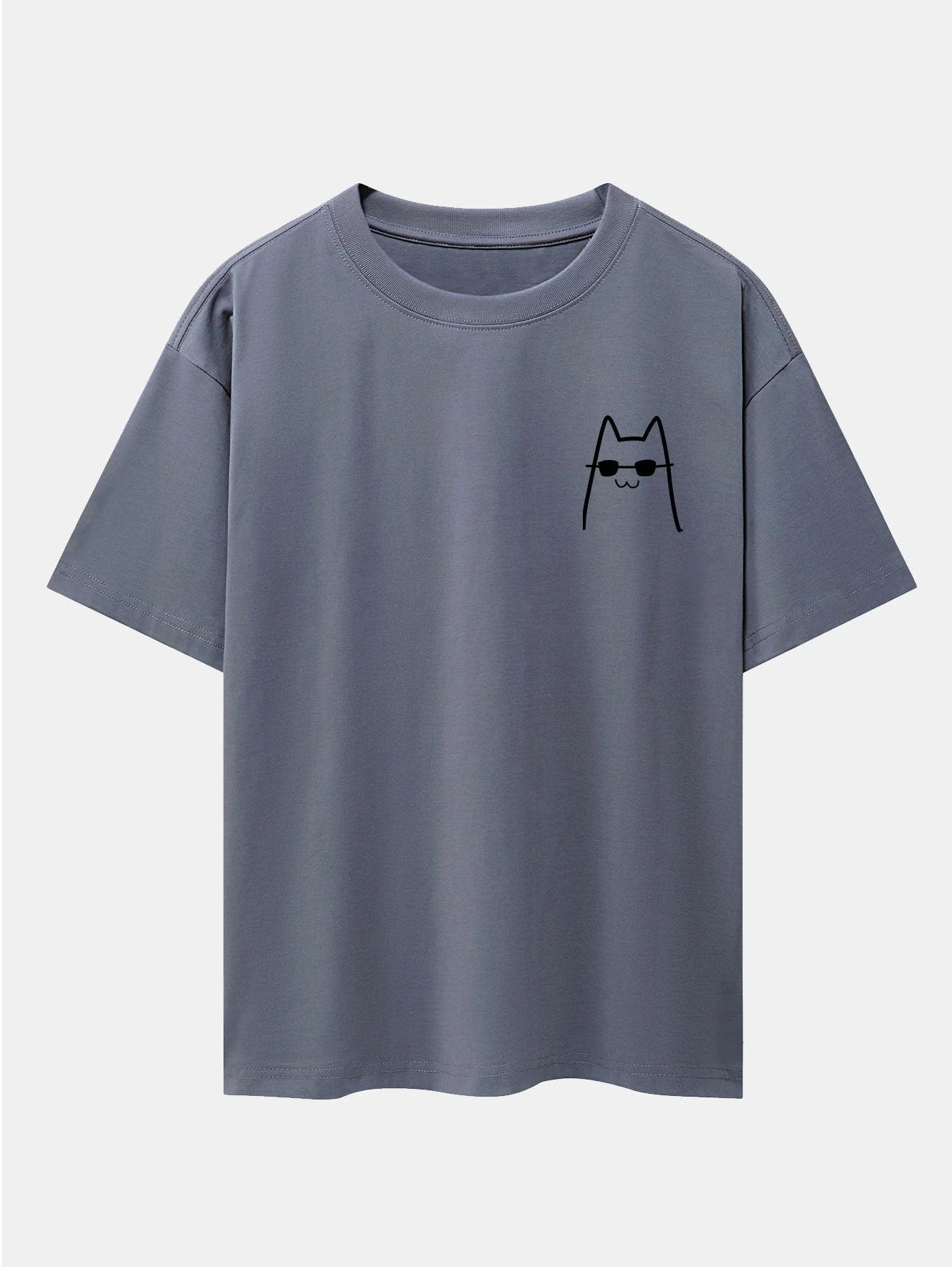 Humberto® | Cat With Sunglasses Print Drop Shoulder Oversize T-Shirt - Image 9