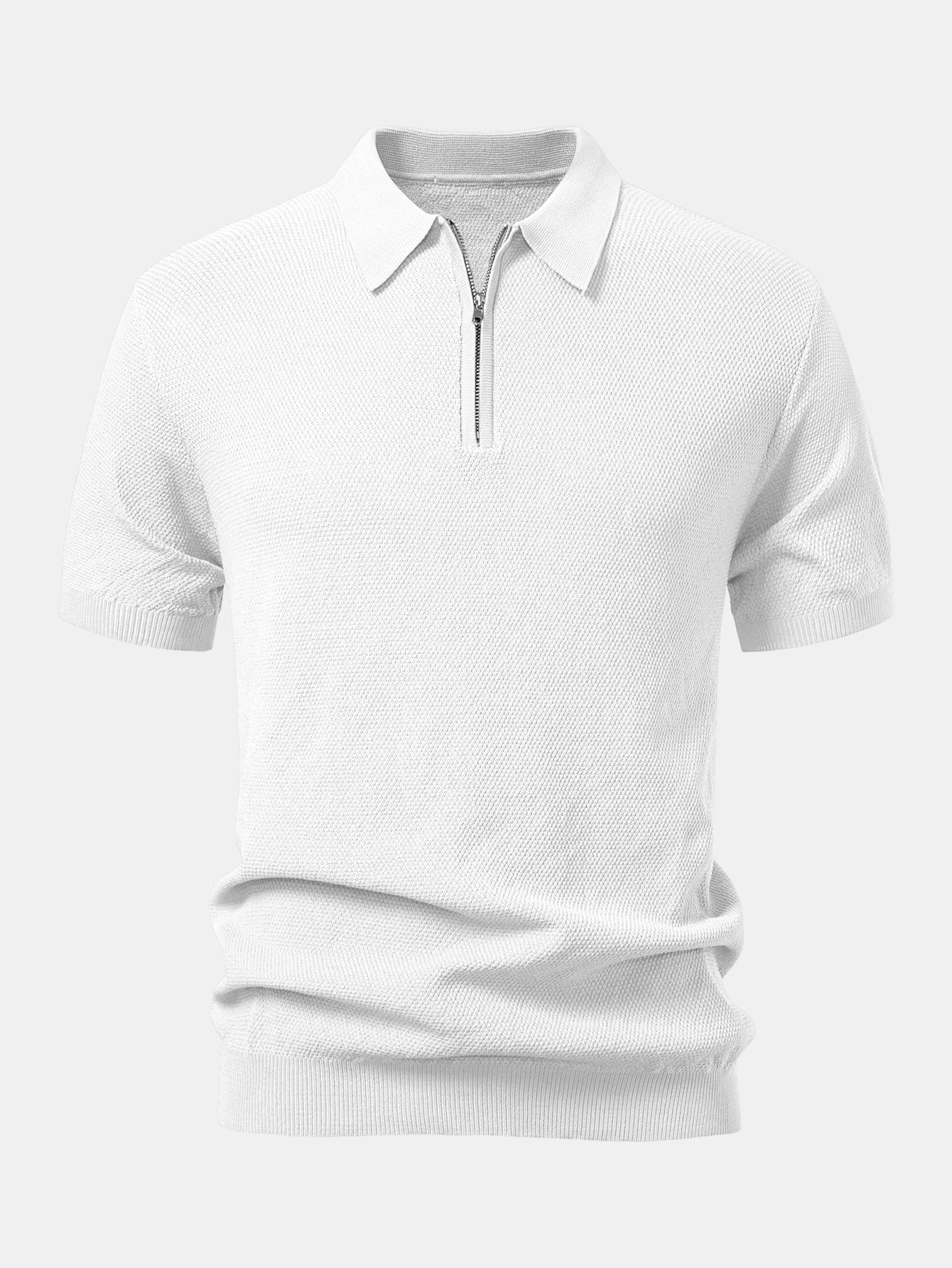 Humphrey® | Textured Zip Up Knit Polo Shirt - Image 5