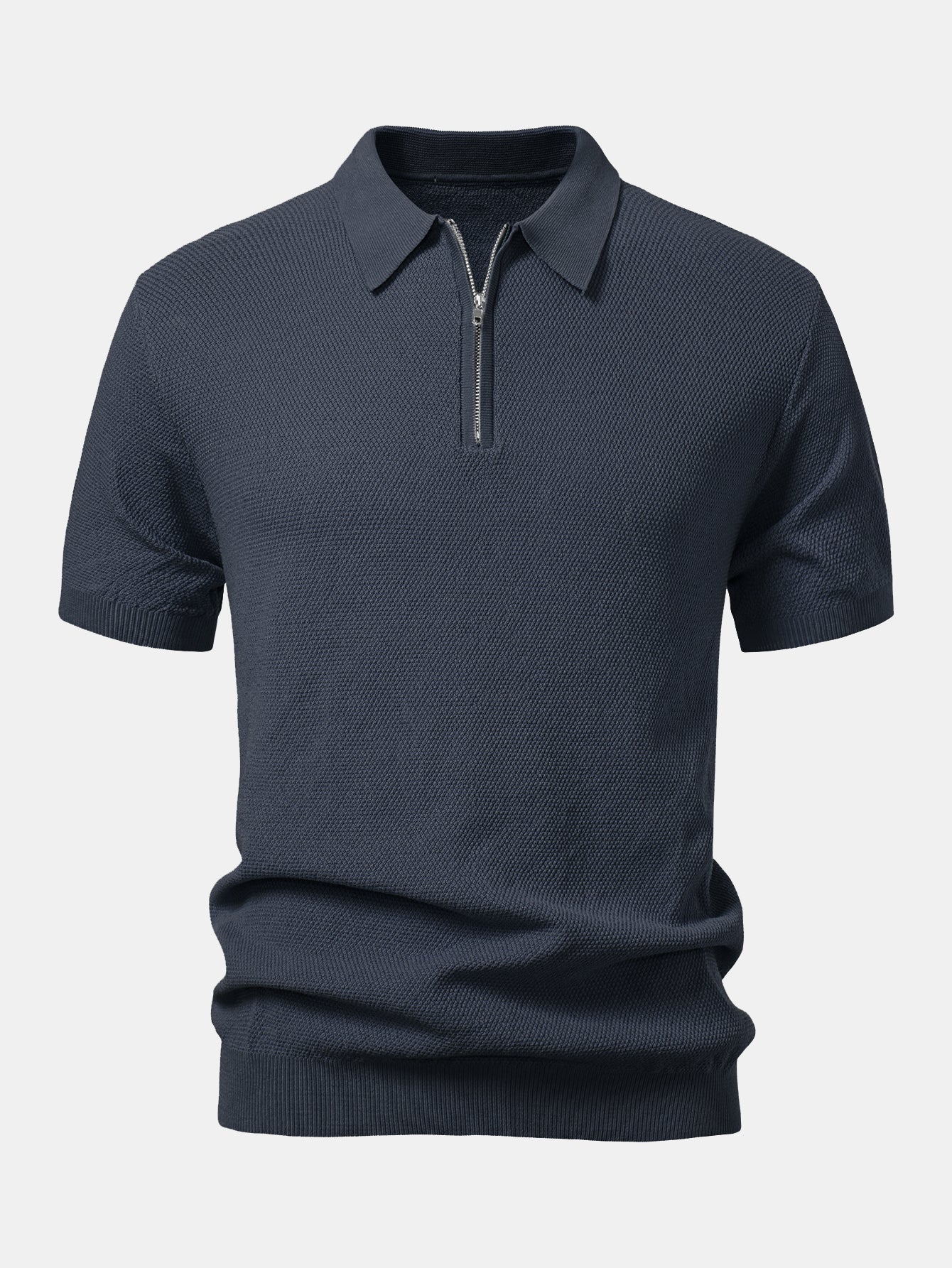 Humphrey® | Textured Zip Up Knit Polo Shirt - Image 9