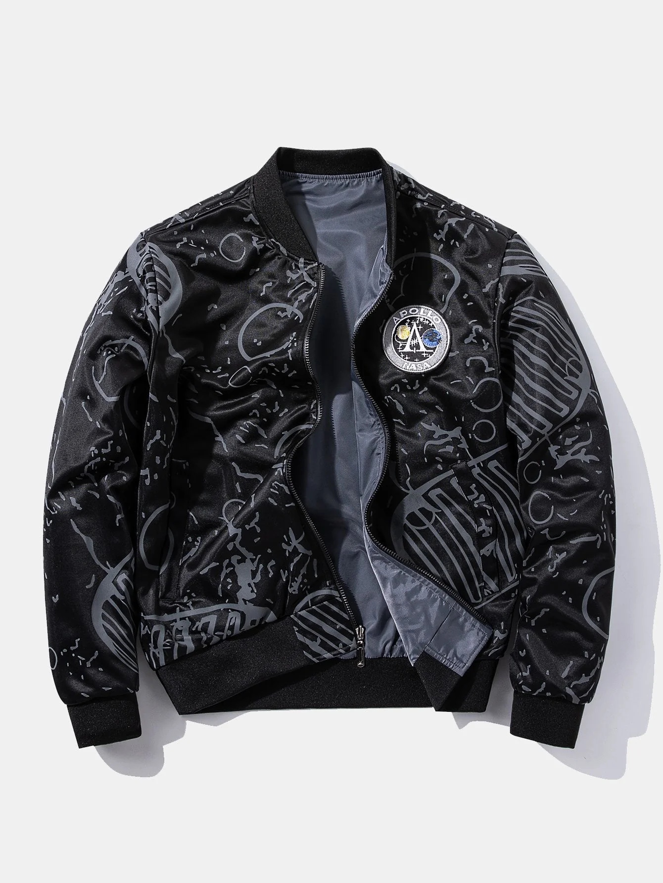 Hunter | Reversible NASA Embroidered Patch Bomber Jacket - Image 4