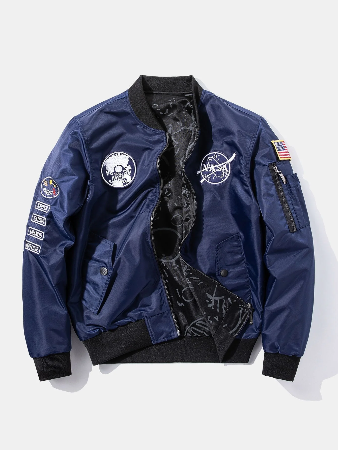 Hunter | Reversible NASA Embroidered Patch Bomber Jacket - Image 6