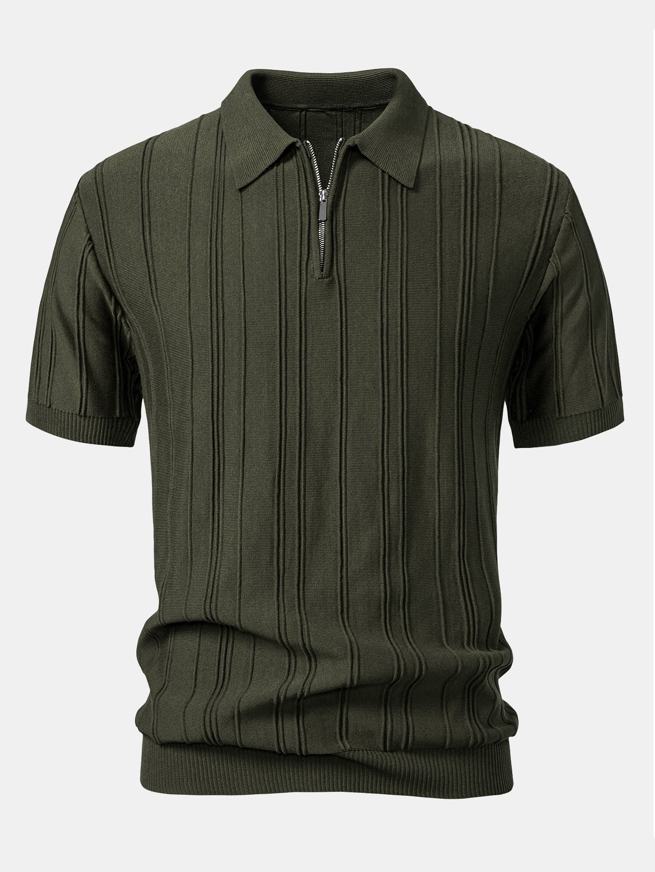 Hunter | Stripe Jacquard Zipper Knit Polo Shirt - Image 8
