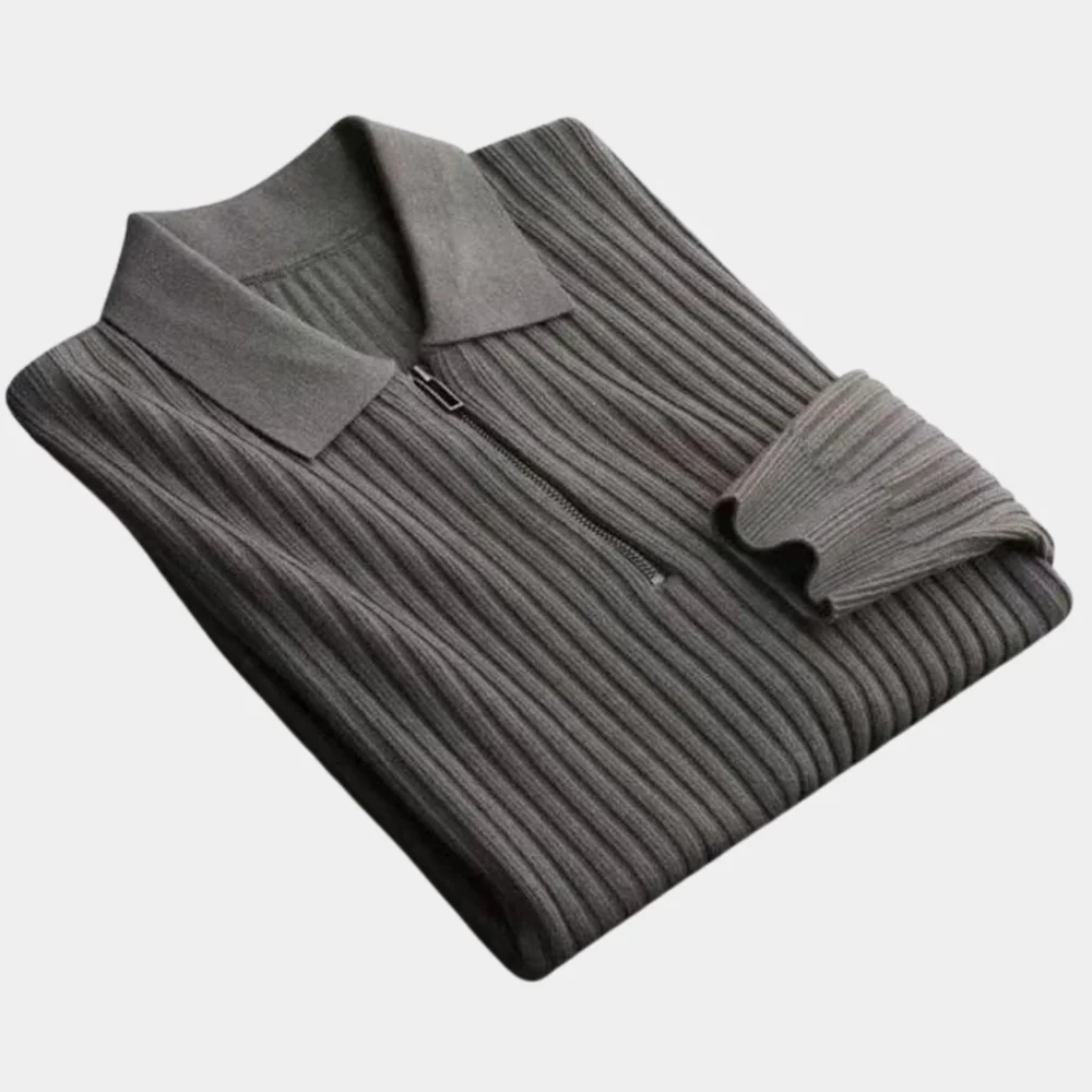 Huxley® | Men'S Knitted Polo Shirt With Zip