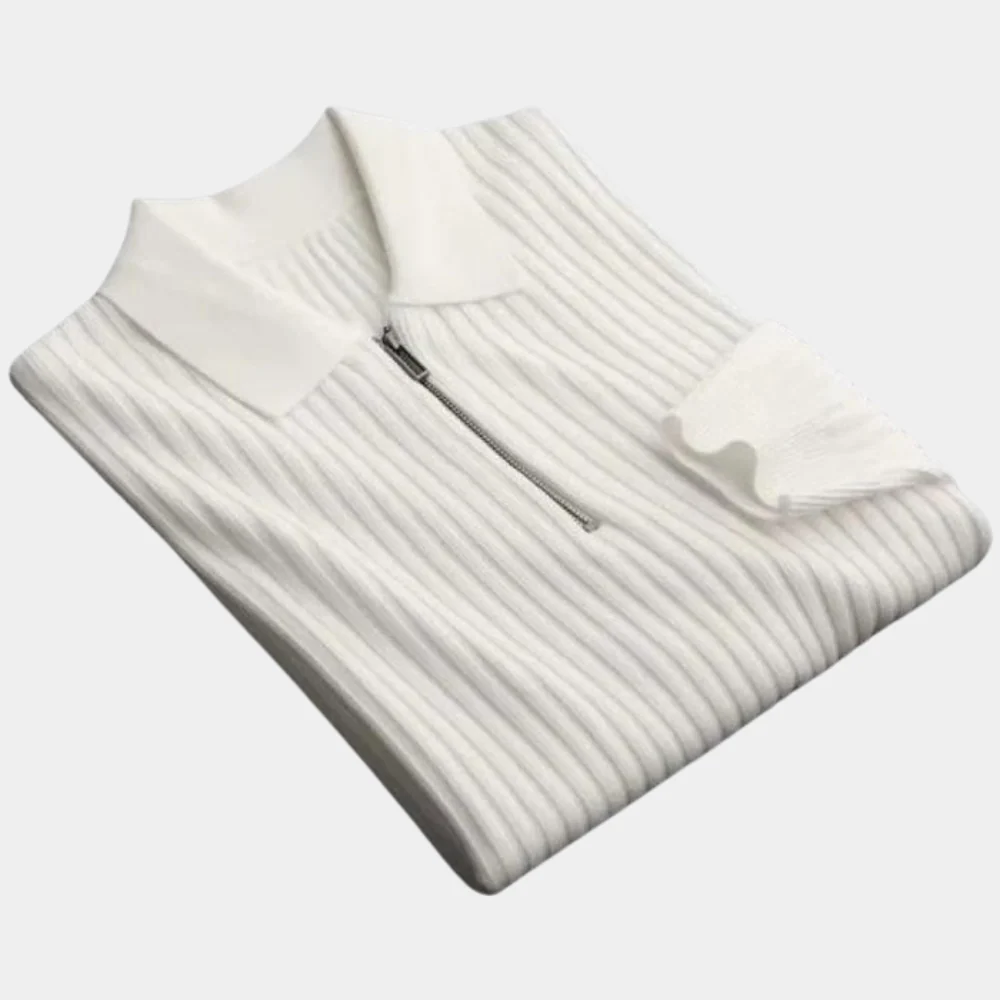 Huxley® | Men'S Knitted Polo Shirt With Zip - Image 3
