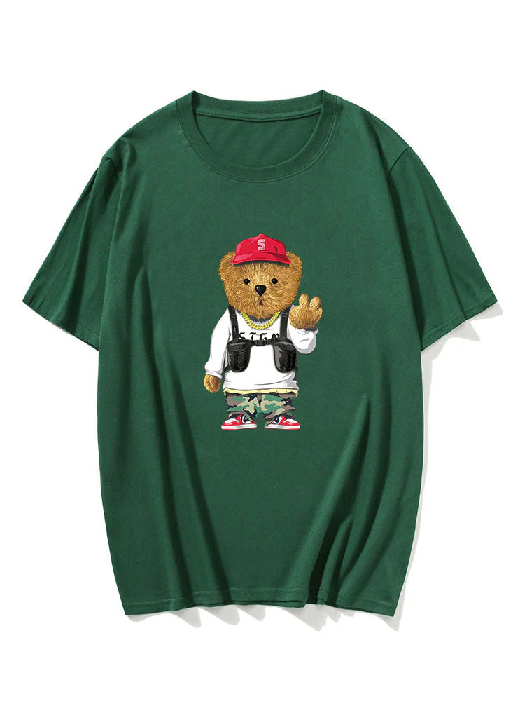 Ian® | Cartoon Bear Print T-Shirt - Image 3