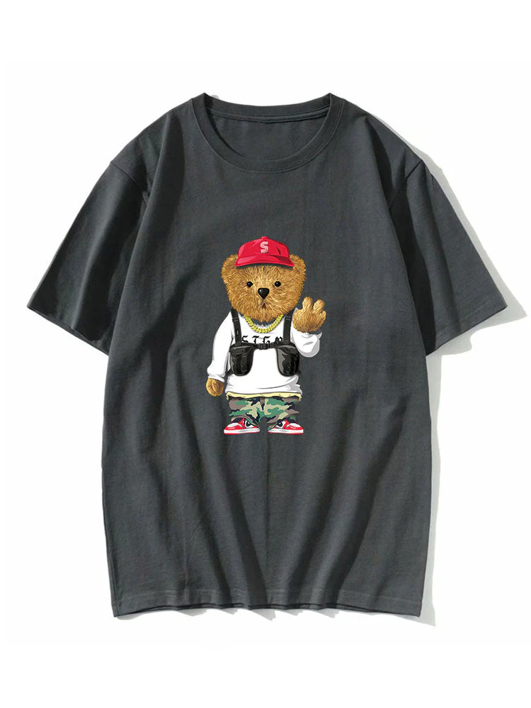 Ian® | Cartoon Bear Print T-Shirt - Image 4