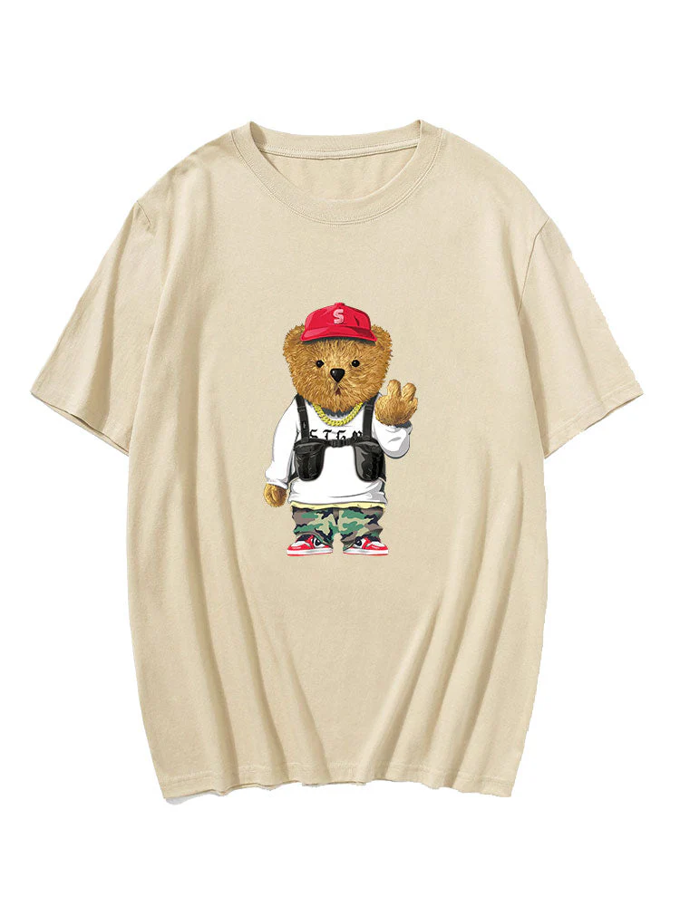 Ian® | Cartoon Bear Print T-Shirt - Image 5