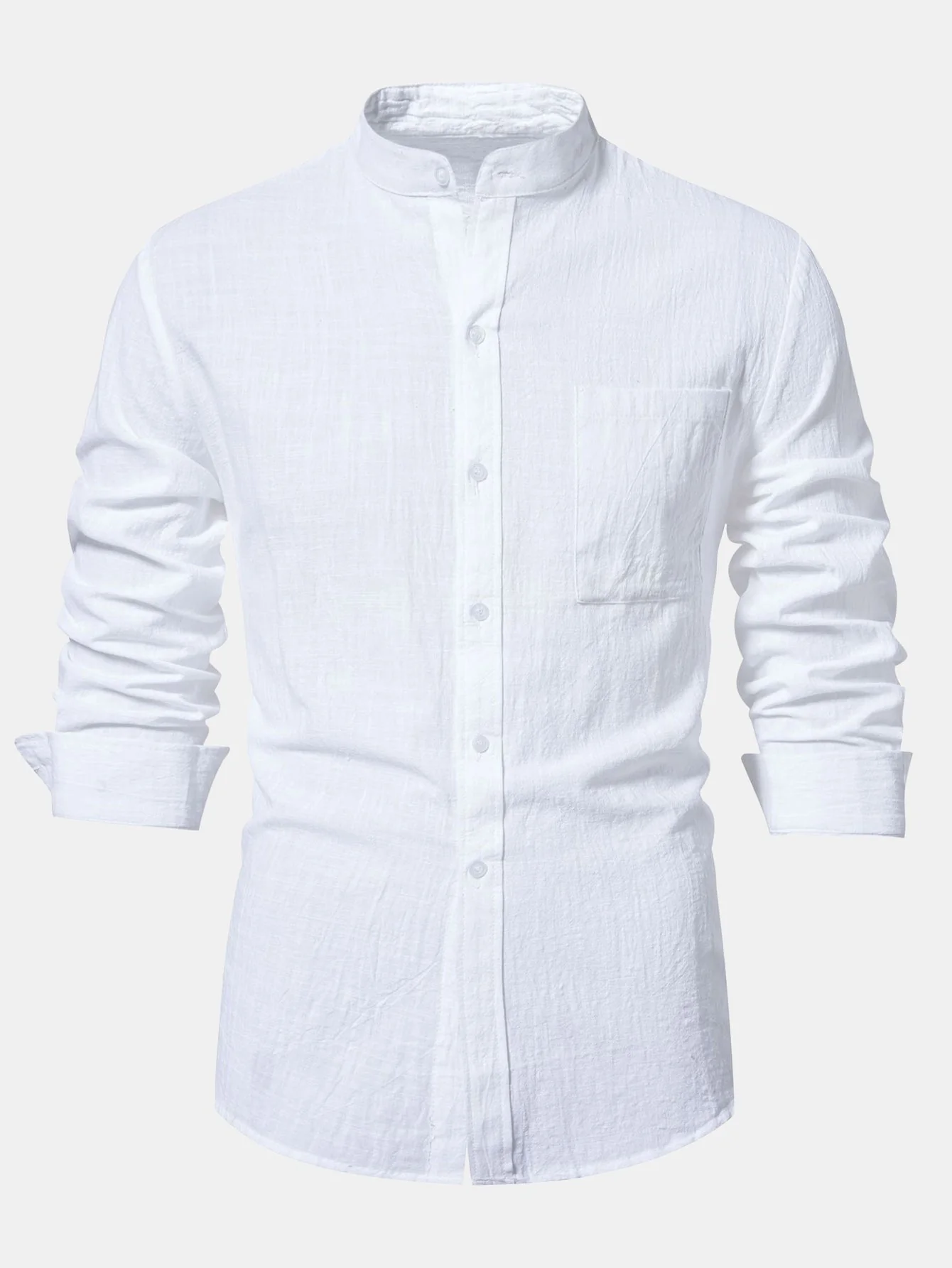 Ian® | Long Sleeved Textured Stand Collar Shirt - Image 10