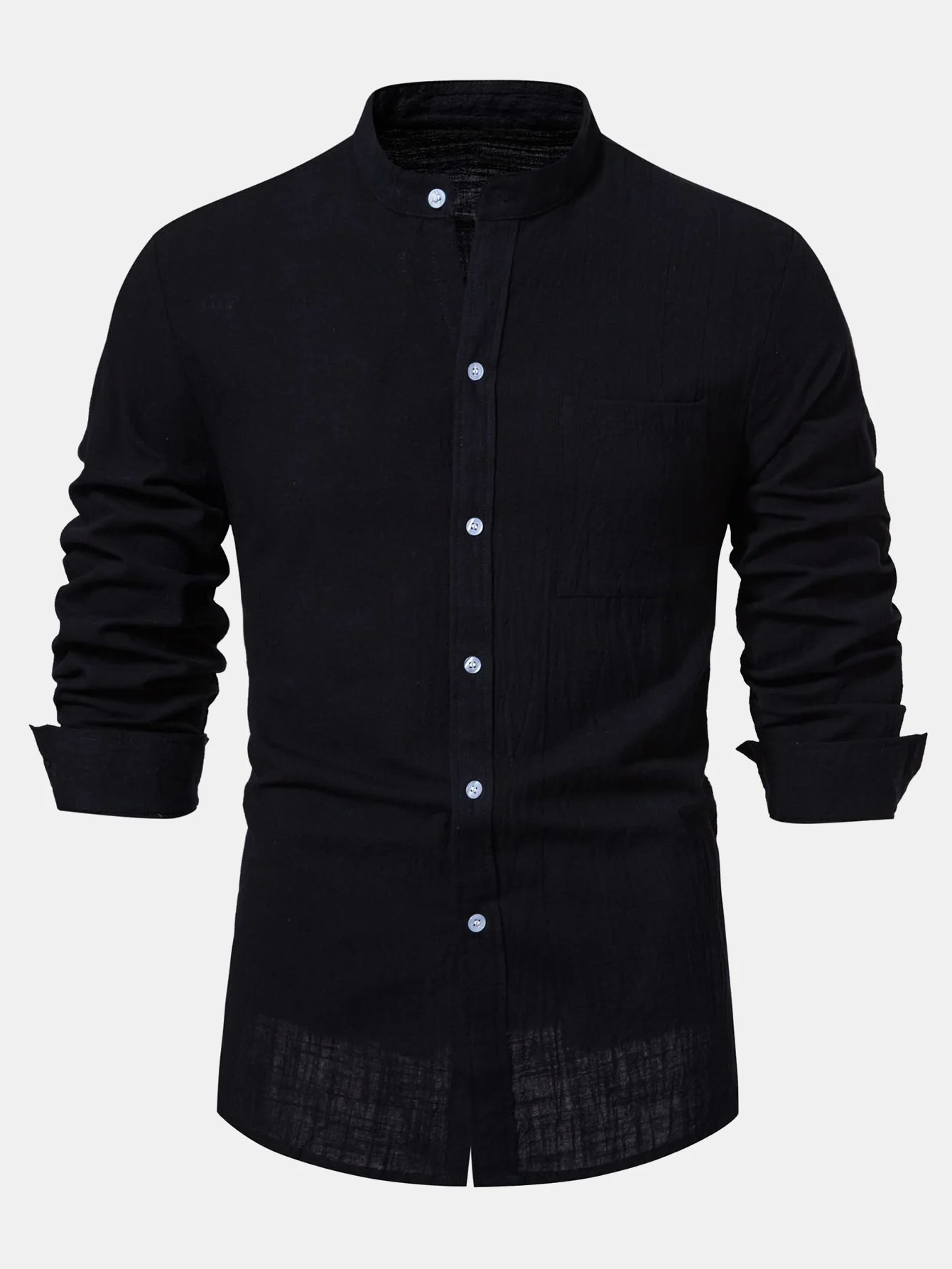 Ian® | Long Sleeved Textured Stand Collar Shirt - Image 14