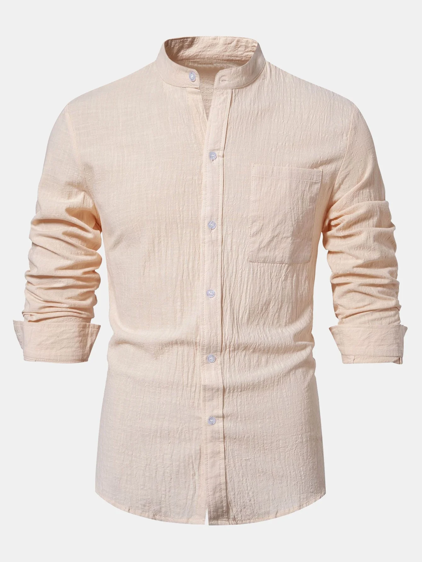 Ian® | Long Sleeved Textured Stand Collar Shirt - Image 3
