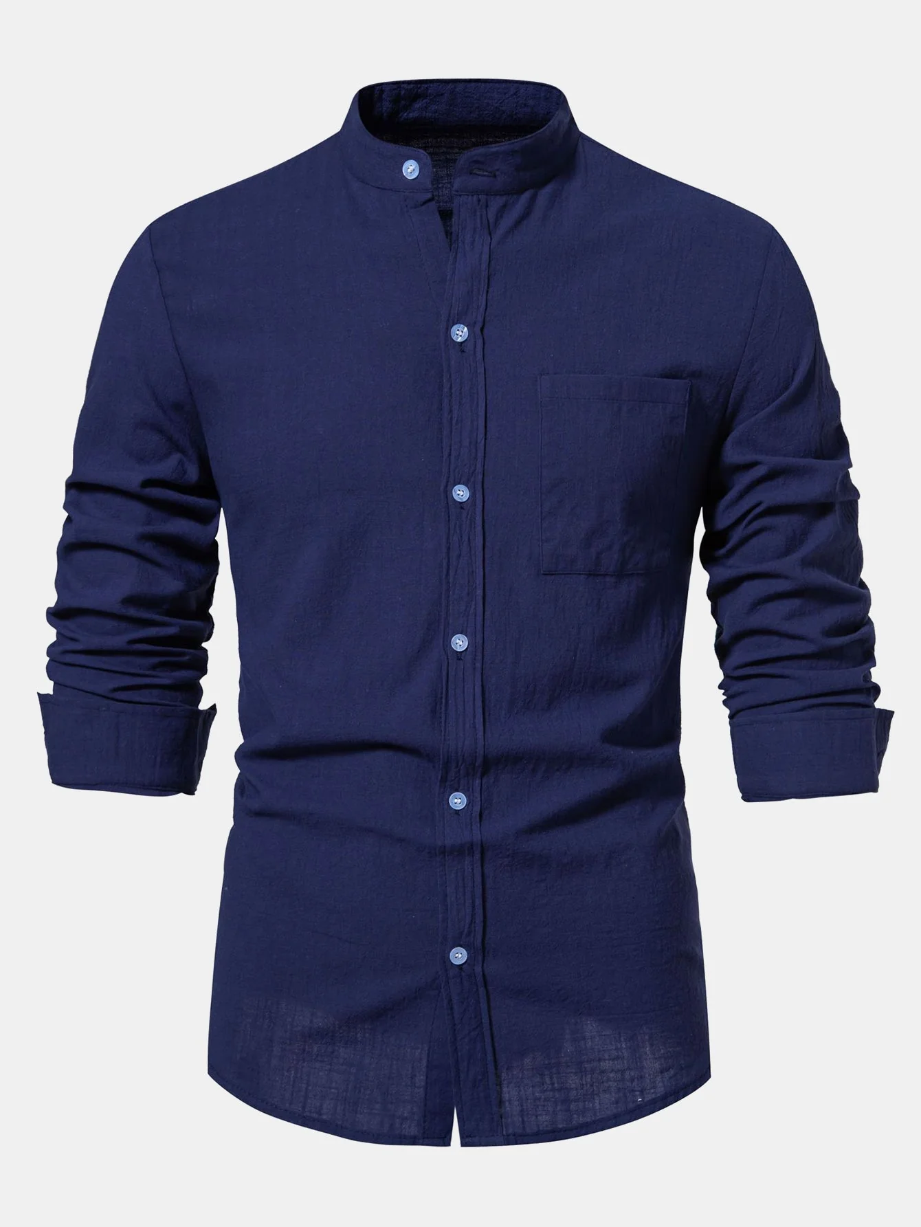 Ian® | Long Sleeved Textured Stand Collar Shirt - Image 8