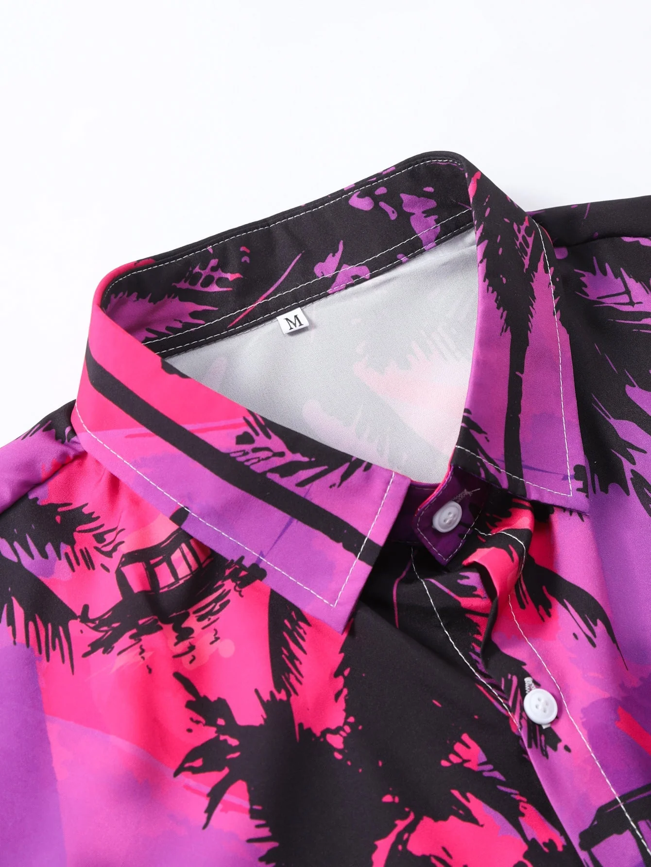 Iban® | Palm Tree Print Button Up Shirt - Image 3