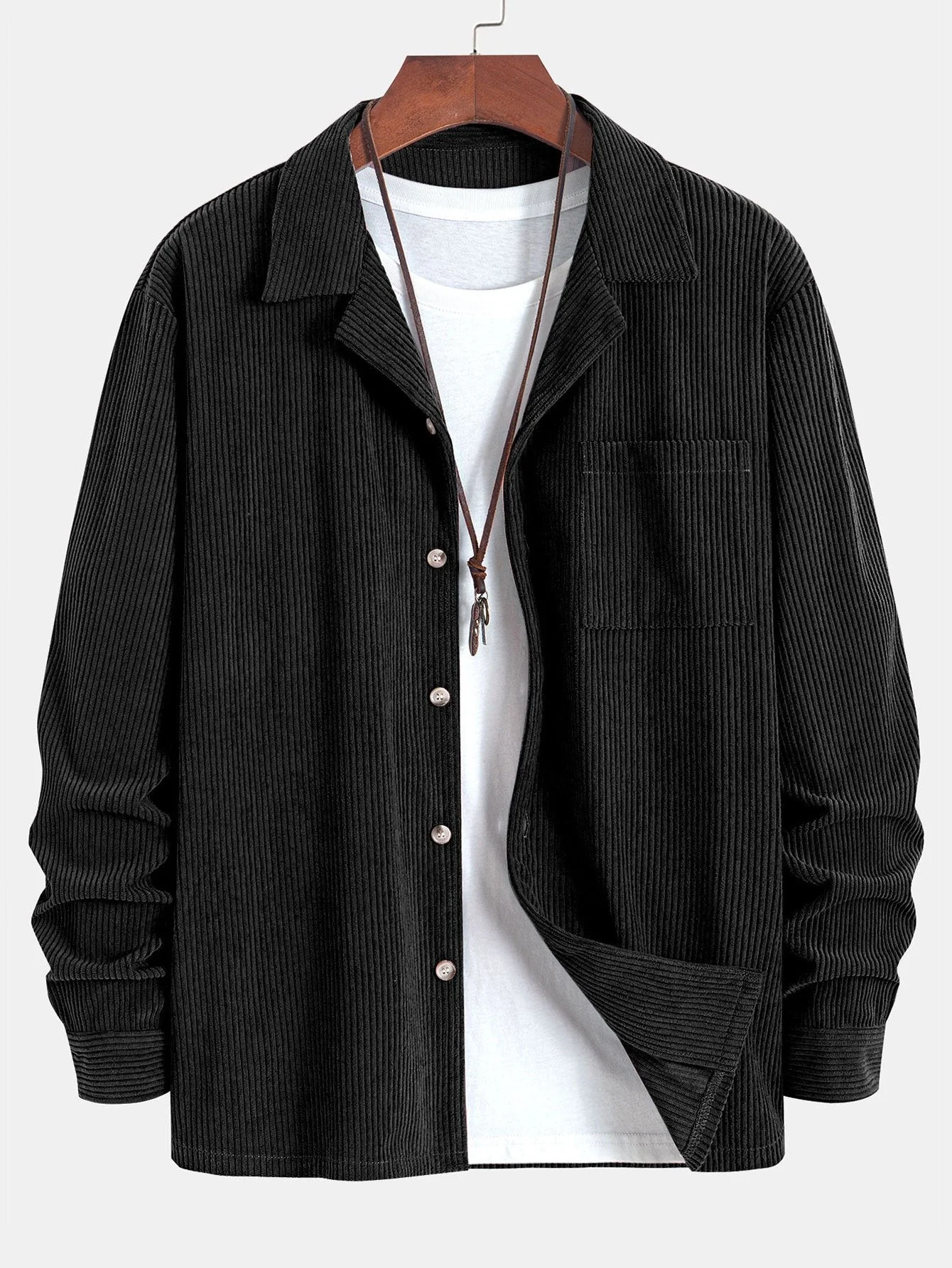Idris® | Long Sleeve Corduroy Cuban Collar Shirt & Straight Leg Corduroy Pants - Image 2