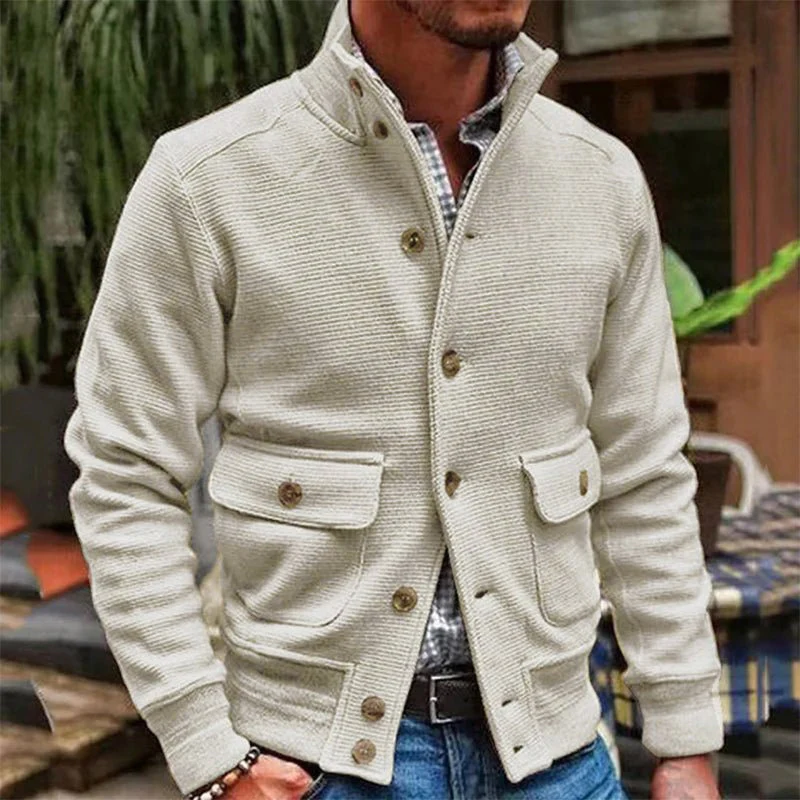 Idris | Stand-up collar jacket in solid color - Image 11