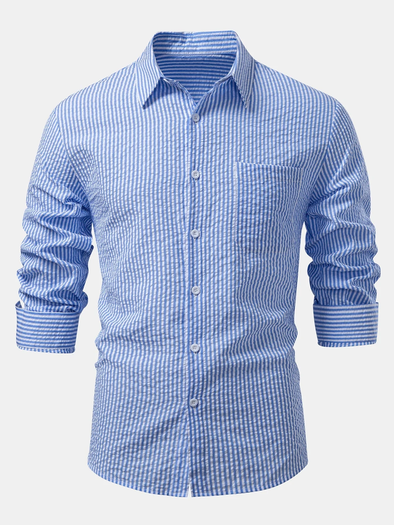 Ignacio® | Seersucker Striped Button Up Shirt & Straight Leg Linen Pants - Image 10