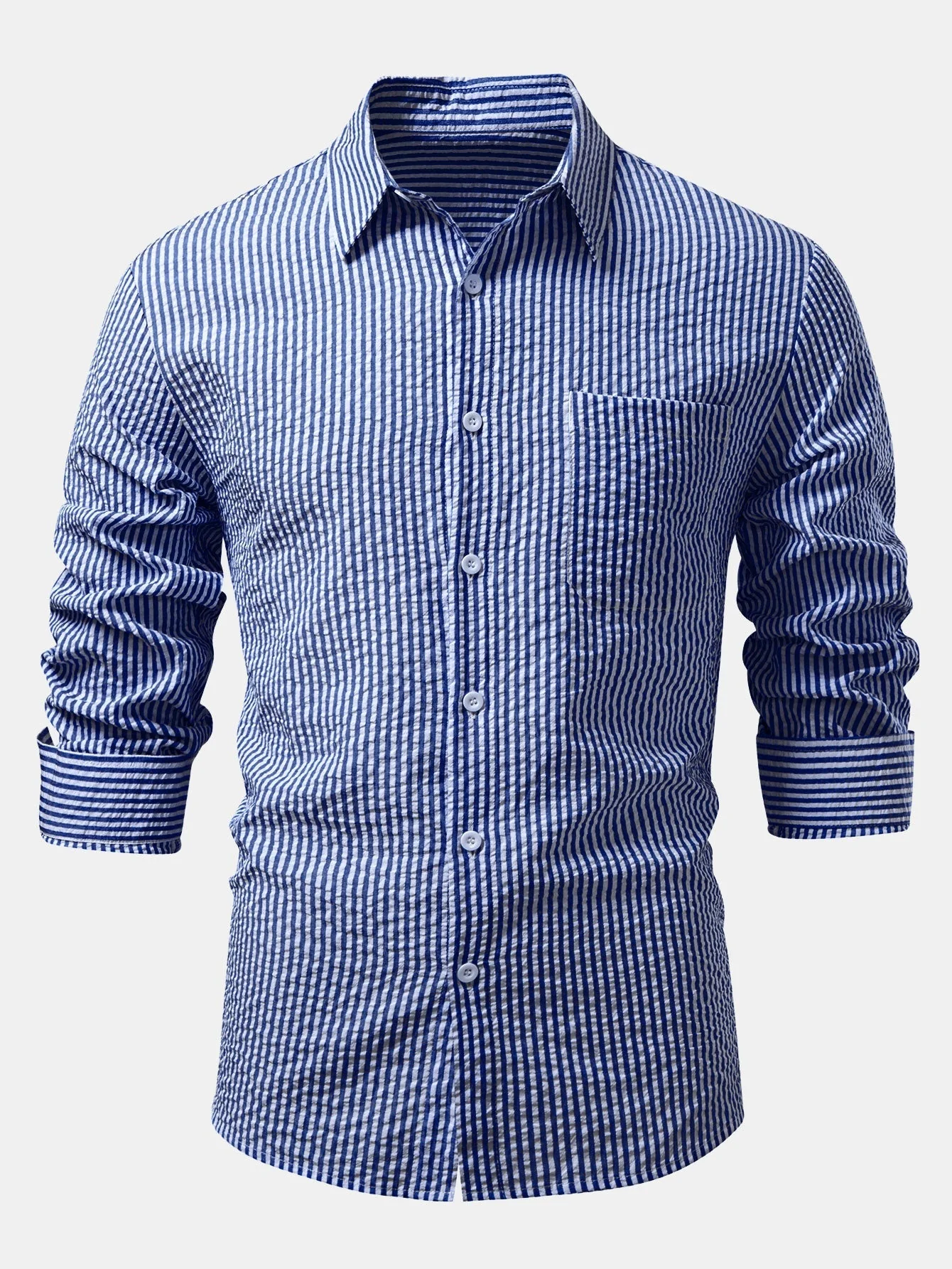Ignacio® | Seersucker Striped Button Up Shirt & Straight Leg Linen Pants - Image 15