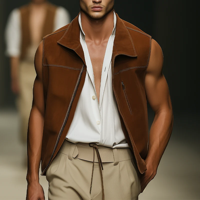 Ignacio | Men'S Vintage Classic Suede Zip-Up Vest - Image 2