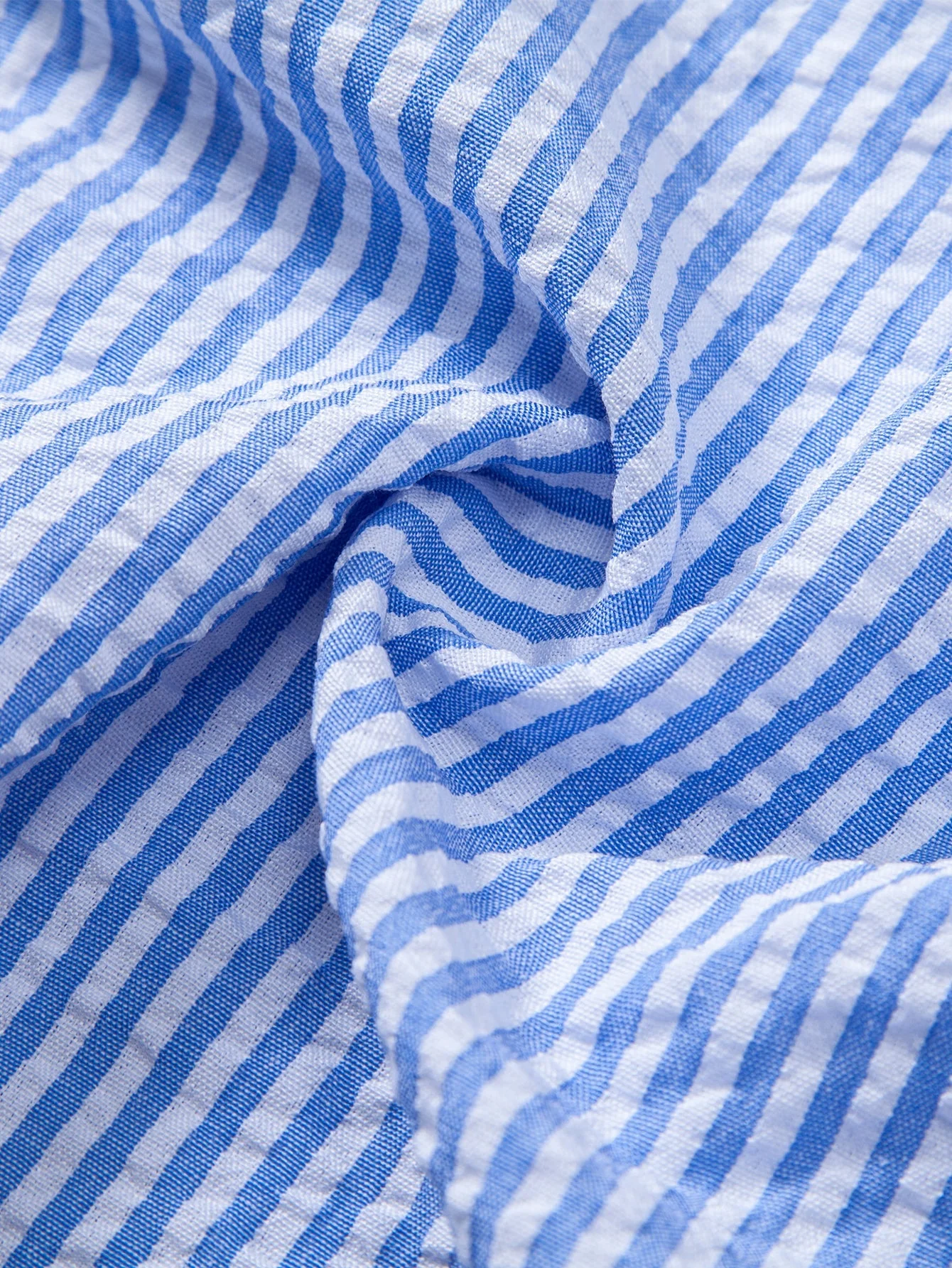 Iker® | Seersucker Striped Stand Collar Shirt & Straight Leg Linen Pants - Image 7