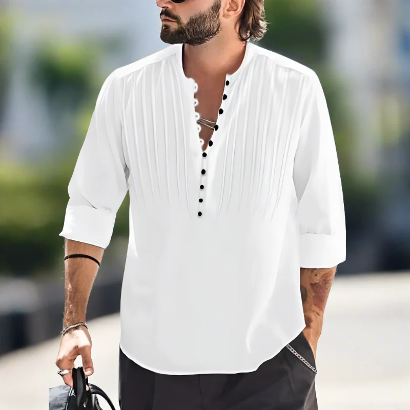 Ilbert® | Stylish Summer Shirt With V-Neck And Button Closure - Image 2