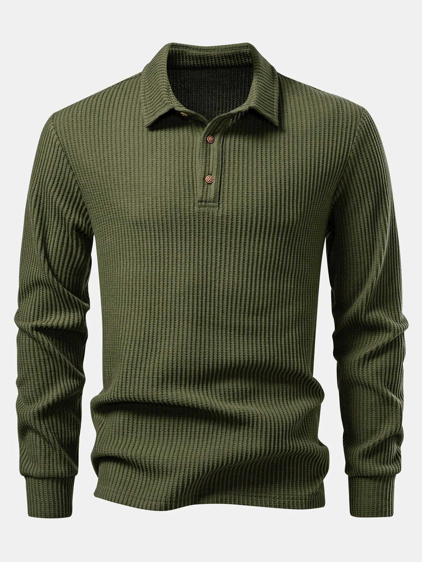 Iliás® | Long Sleeved Knitted Waffle Polo Shirt & Drawstring Knitted Waffle Pants - Image 20