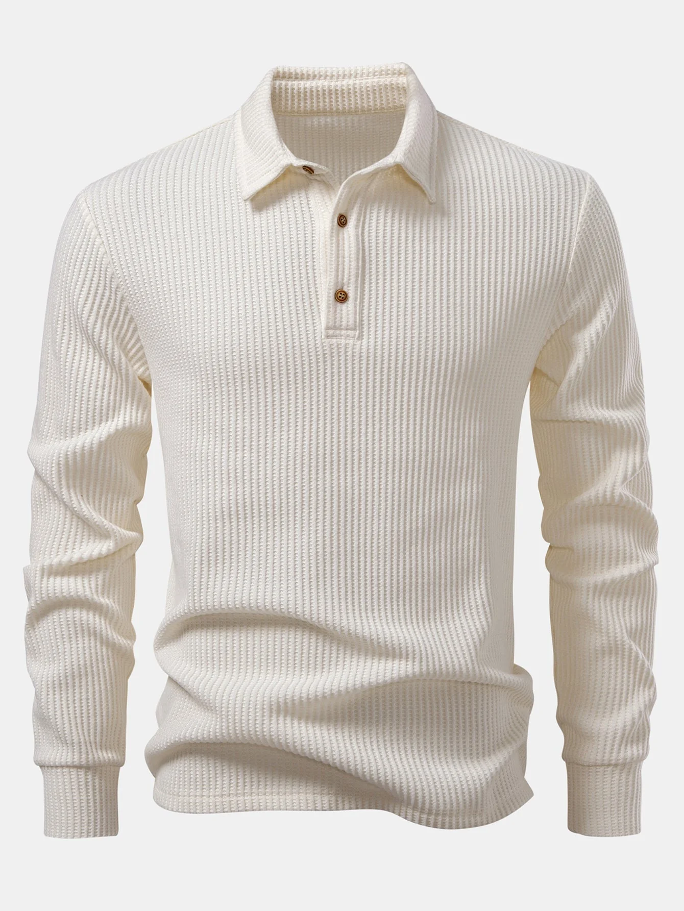 Iliás® | Long Sleeved Knitted Waffle Polo Shirt & Drawstring Knitted Waffle Pants - Image 22