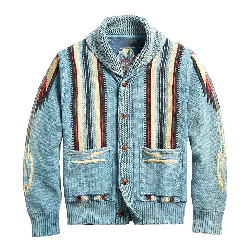 Imanol | Vintage jacquard cardigan with lapels and button closure - Image 2