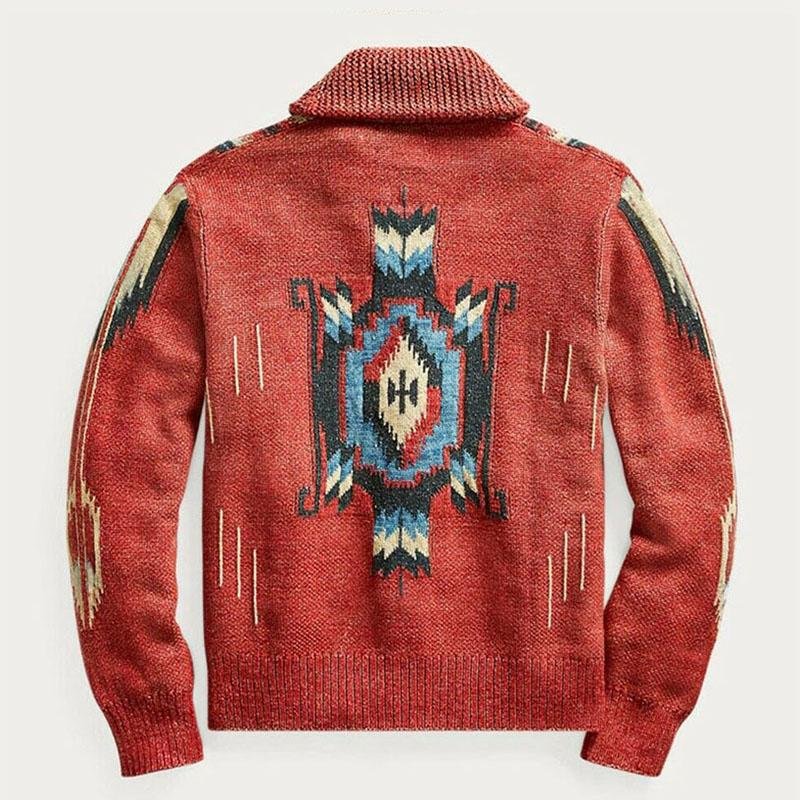 Imanol | Vintage jacquard cardigan with lapels and button closure - Image 3
