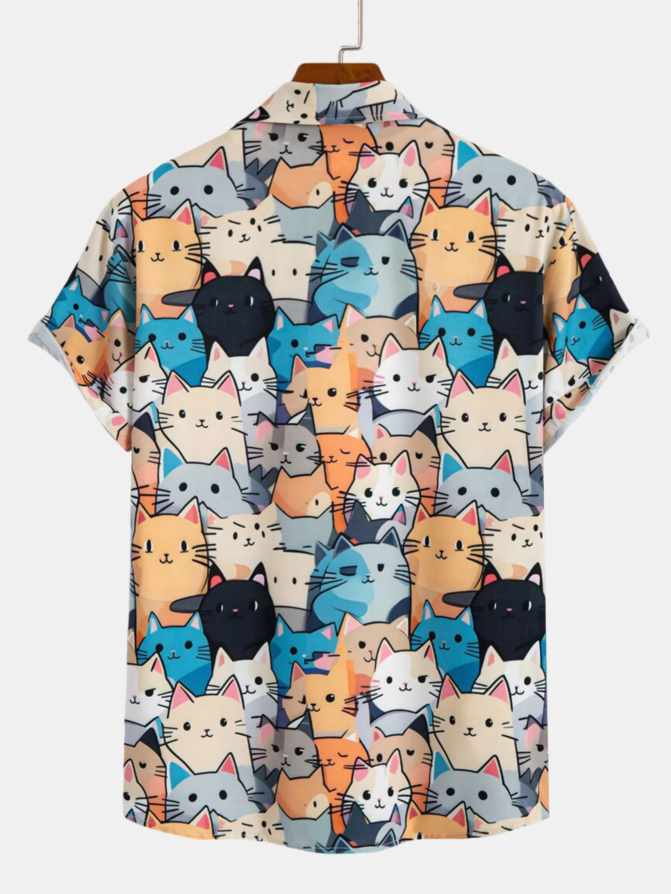 Imran® | Cartoon Cat Print Button Up Shirt & Drawstring Swim Shorts - Image 4