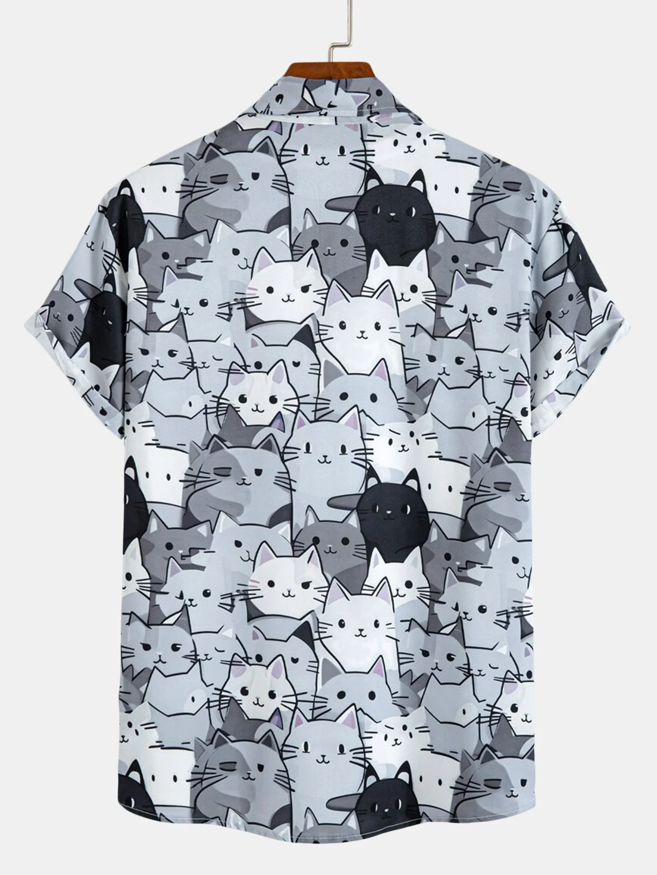 Imran® | Cartoon Cat Print Button Up Shirt & Drawstring Swim Shorts - Image 6