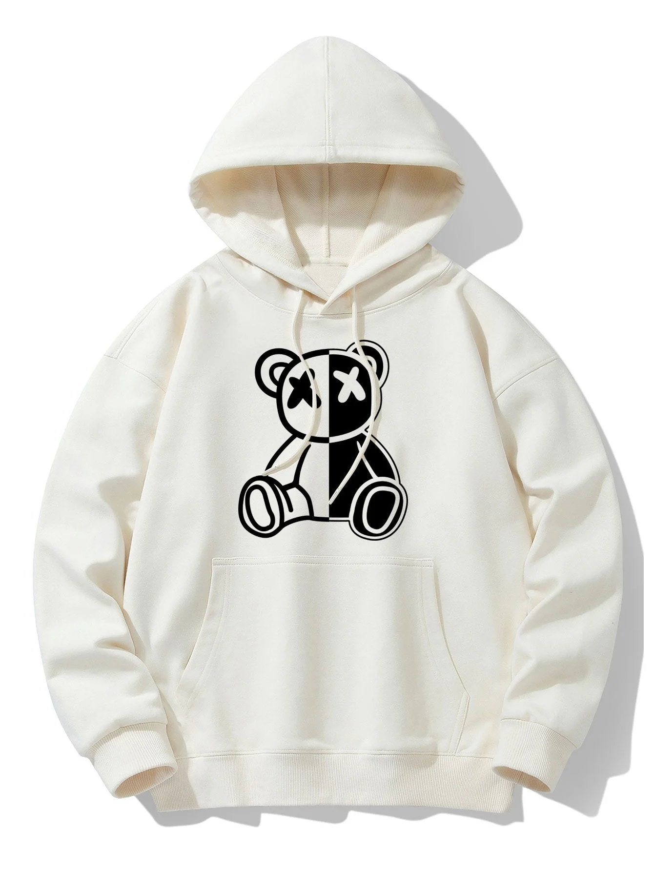 Indigo | Bear Print Drop Shoulder Relaxed Hoodie - Image 13
