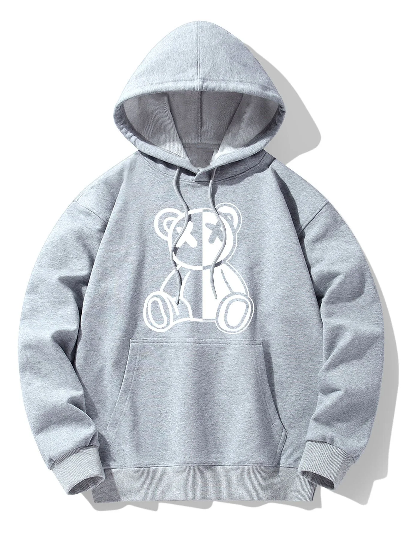 Indigo | Bear Print Drop Shoulder Relaxed Hoodie - Image 2