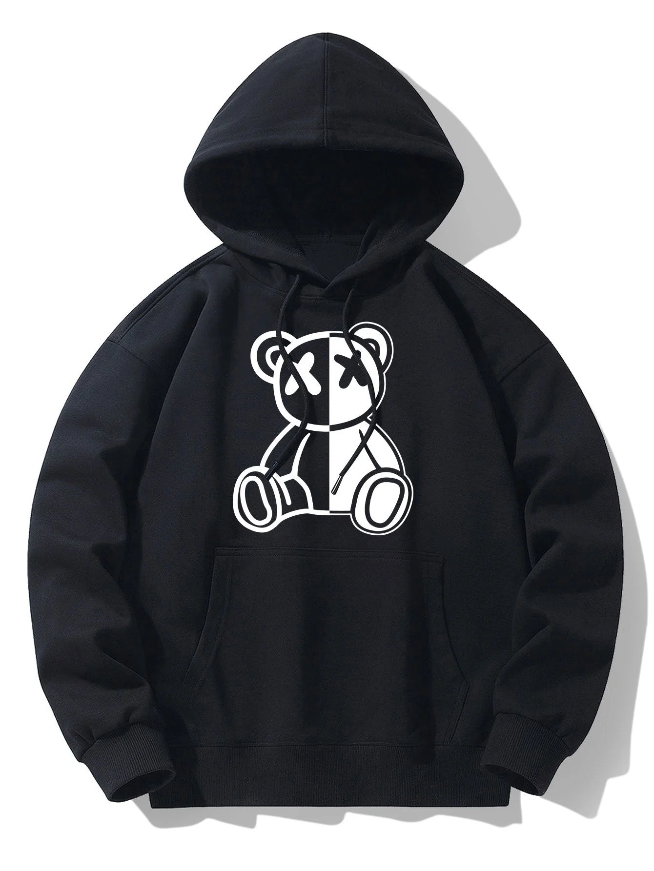 Indigo | Bear Print Drop Shoulder Relaxed Hoodie - Image 7