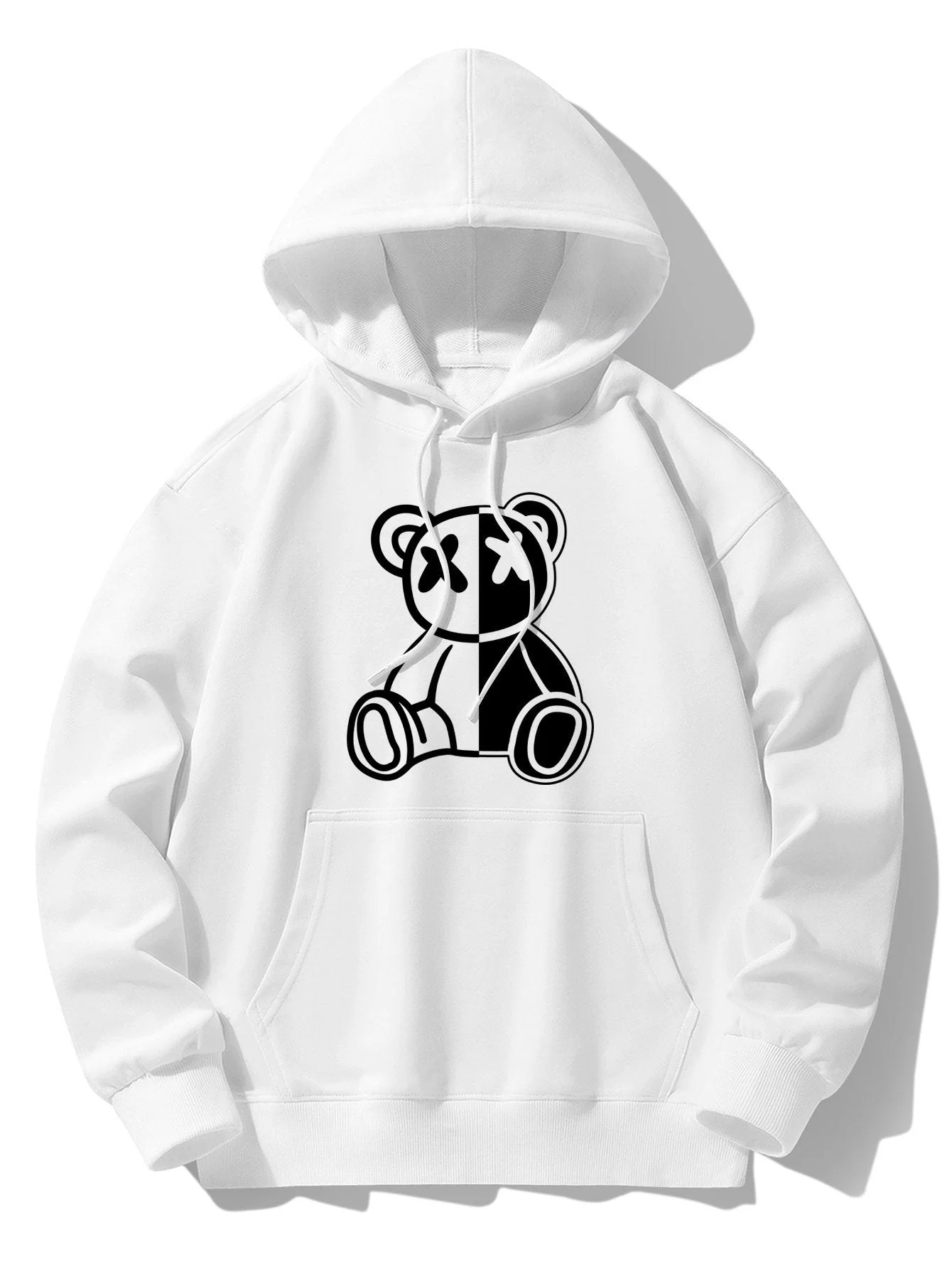 Indigo | Bear Print Drop Shoulder Relaxed Hoodie - Image 8