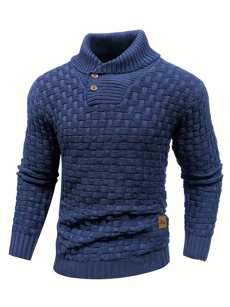 Irbán | Men's knitted shawl collar button-front sweater - Image 2