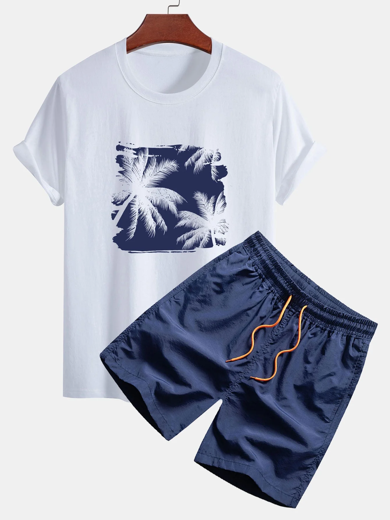 Irenaeus® | Palm Trees Silhouette Print Cotton T-Shirt & Swim Shorts - Image 3