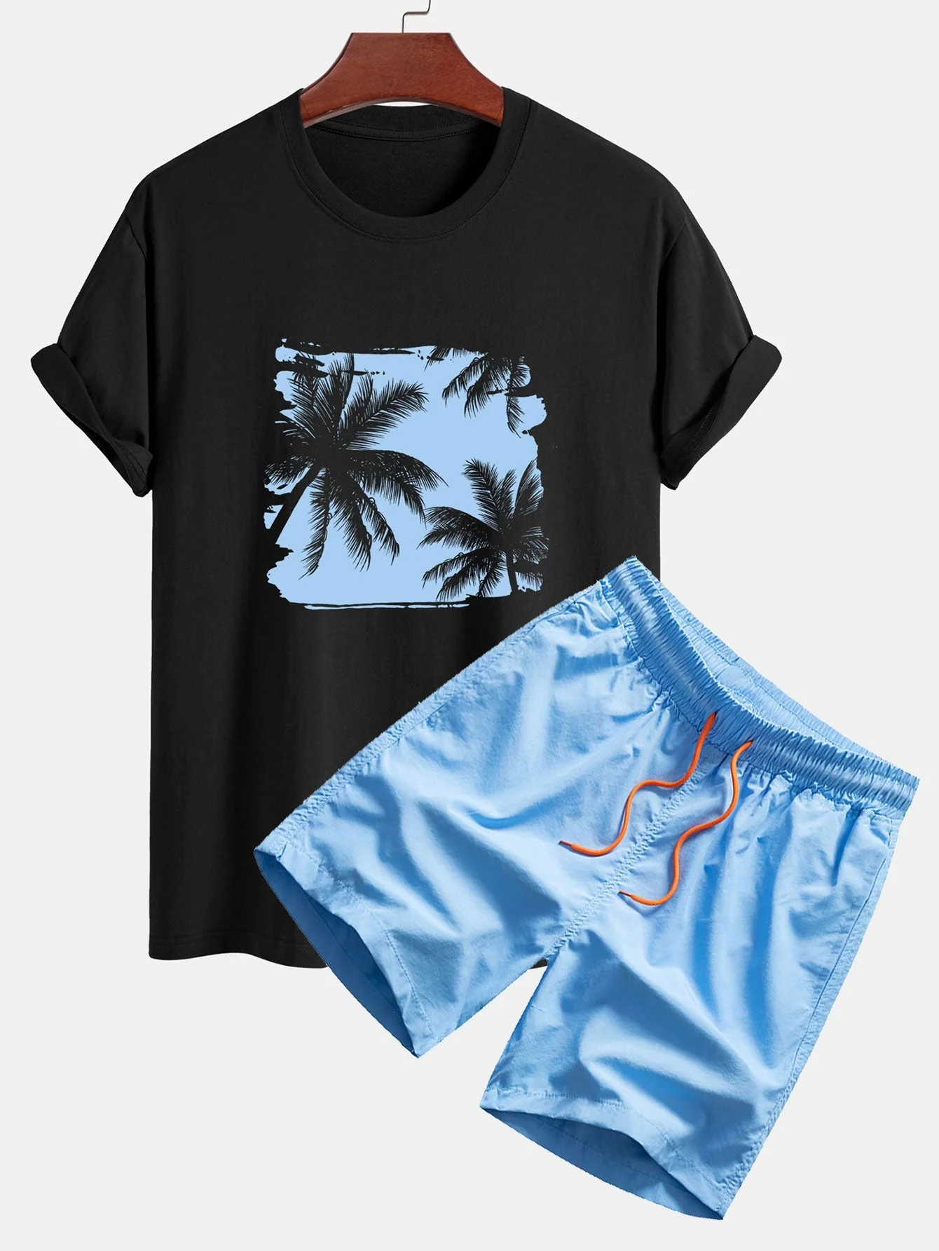 Irenaeus® | Palm Trees Silhouette Print Cotton T-Shirt & Swim Shorts - Image 6