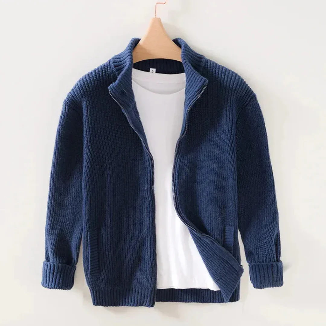 Irineo | Adam Ribbed Knit Zip Sweater - Image 3