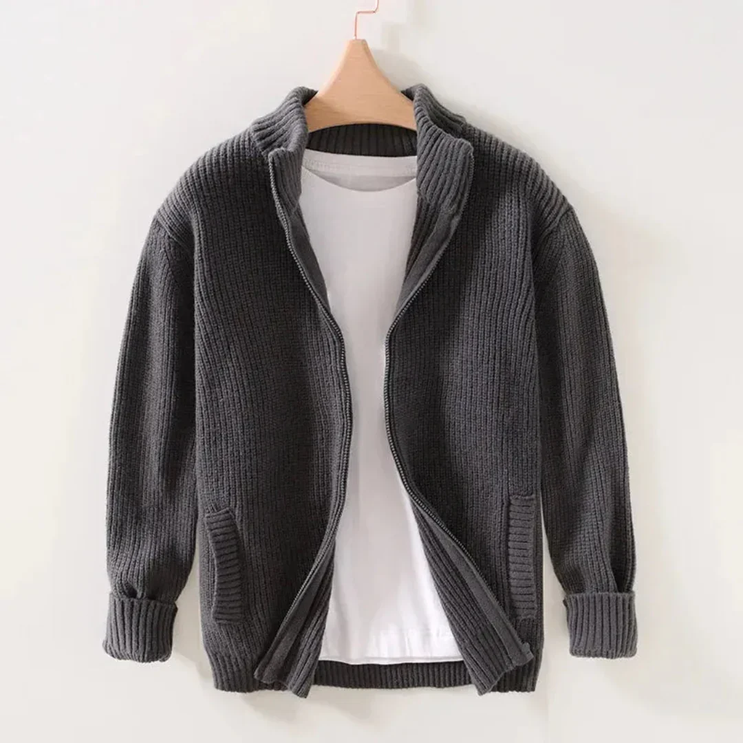 Irineo | Adam Ribbed Knit Zip Sweater - Image 4