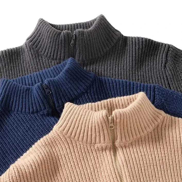 Irineo | Adam Ribbed Knit Zip Sweater - Image 5