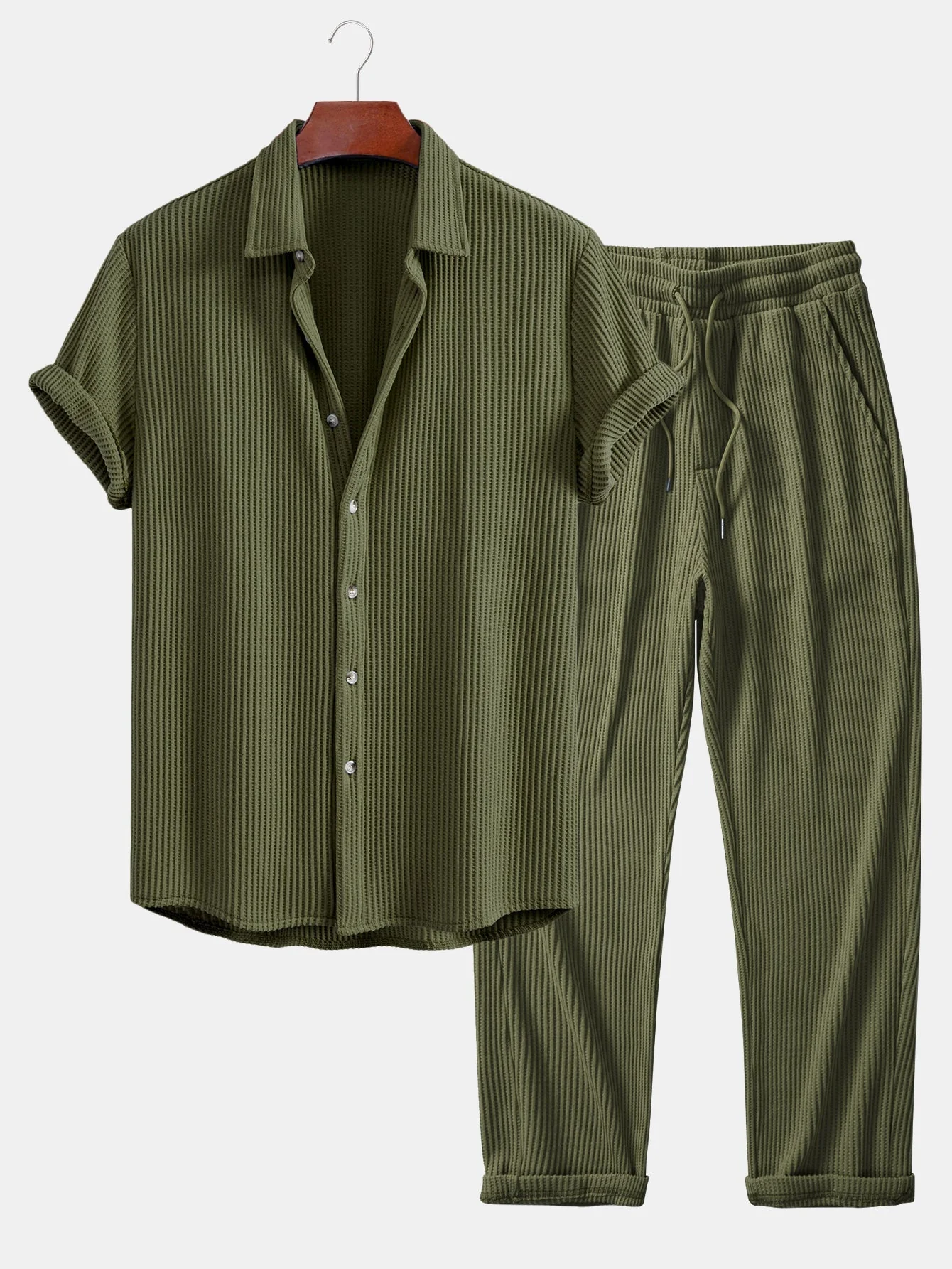 Isaac® | Waffle Button Up Shirt & Drawstring Knitted Waffle Pants - Image 23