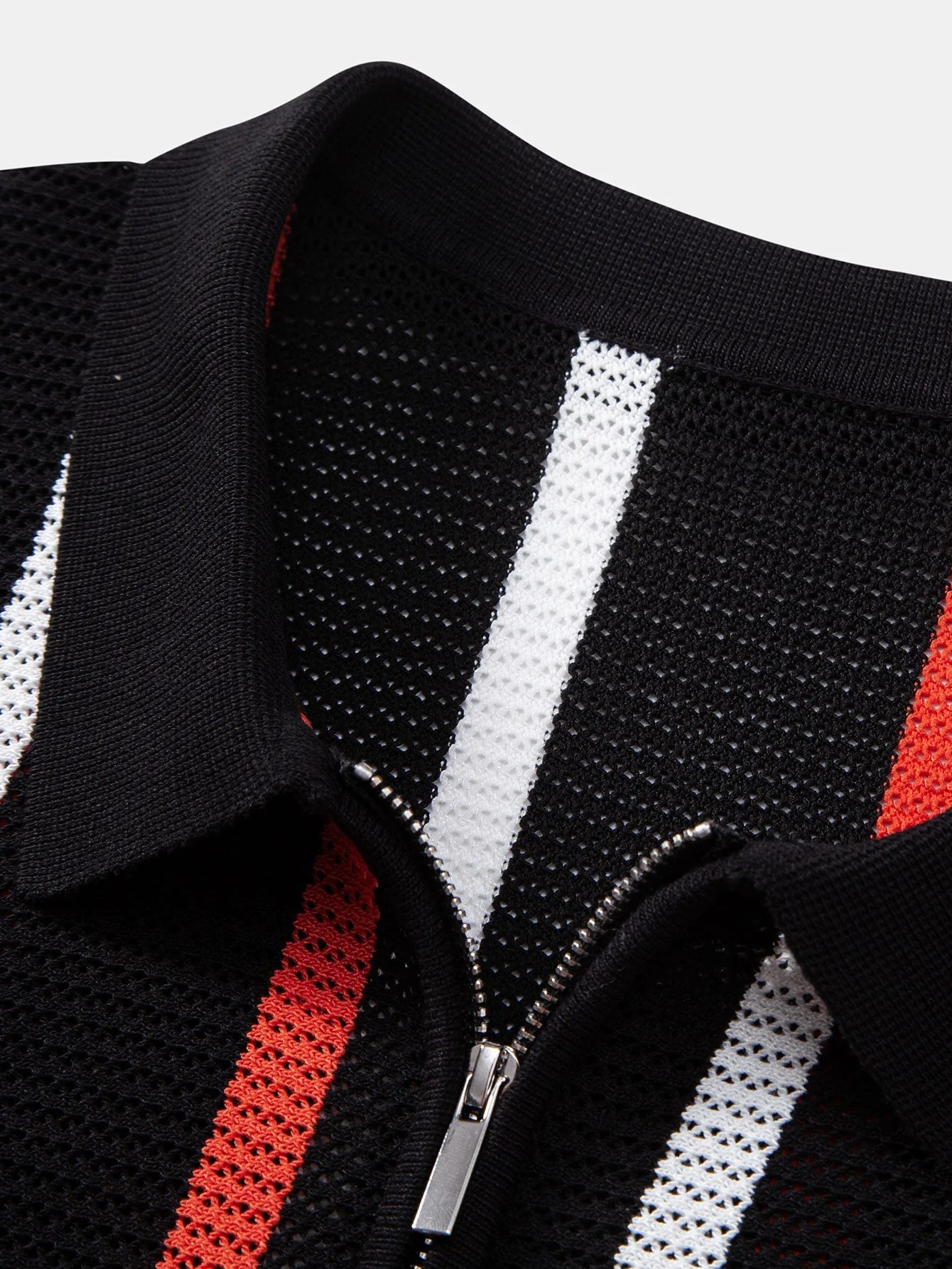 Isaac | Striped Knit Zip Up Polo Shirt - Image 12