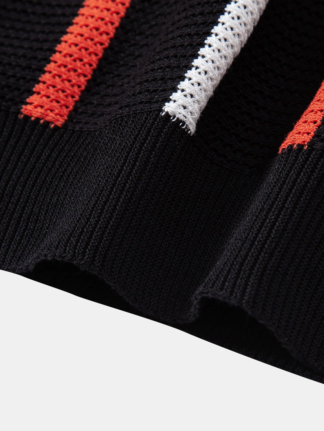 Isaac | Striped Knit Zip Up Polo Shirt - Image 4