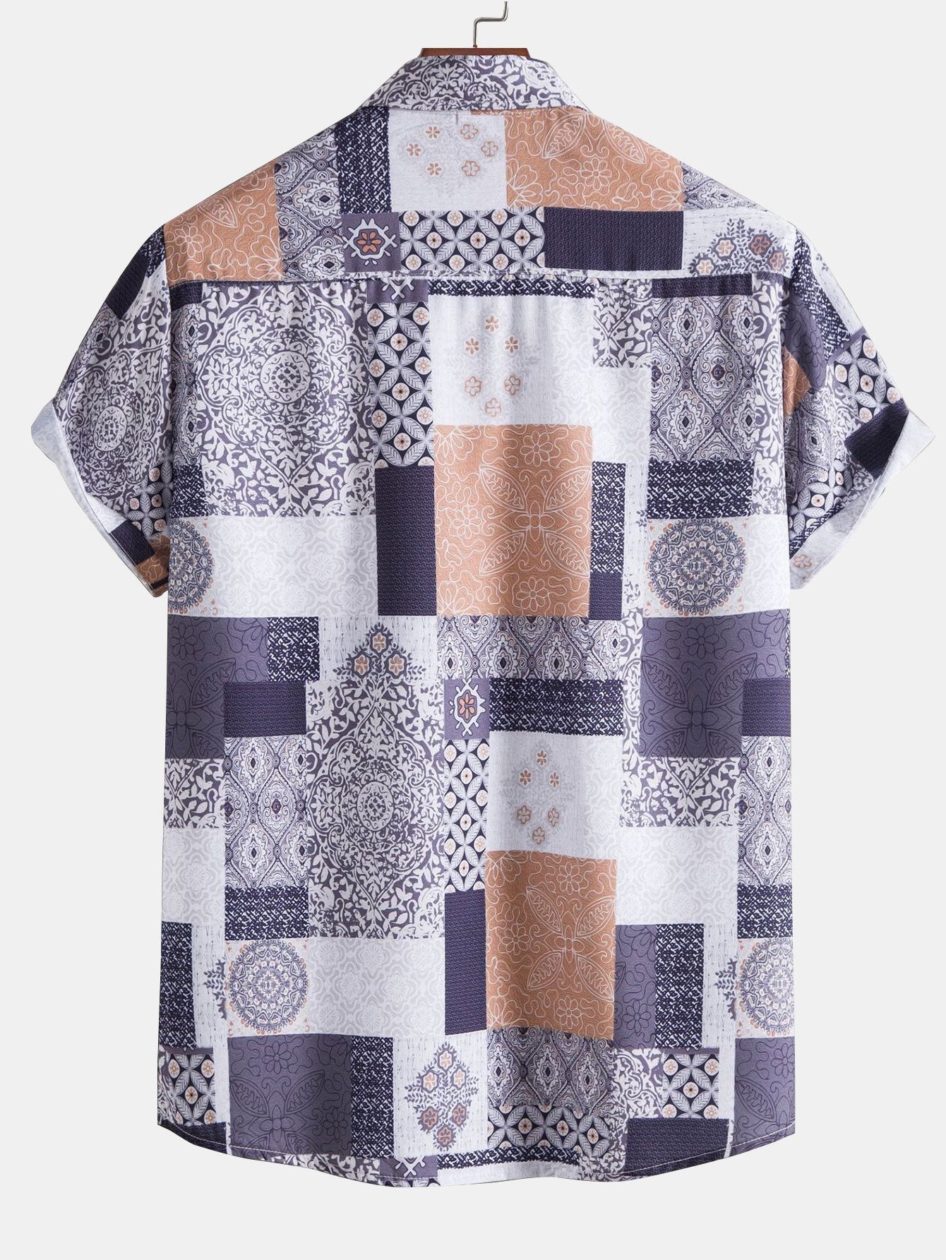 Isaiah® | Tile Patchwork Print Button Up Shirt - Image 2