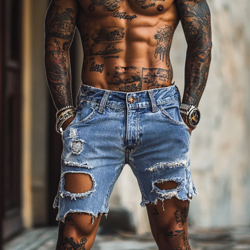 Isaiah | Men'S Vintage Distressed Denim Shorts - Image 2