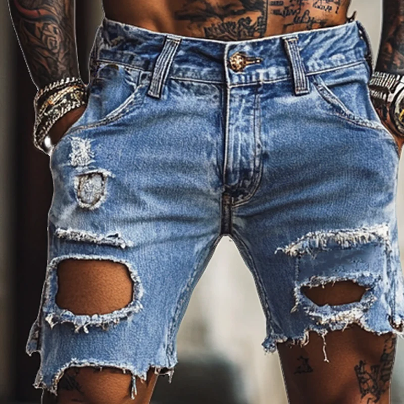 Isaiah | Men'S Vintage Distressed Denim Shorts - Image 3