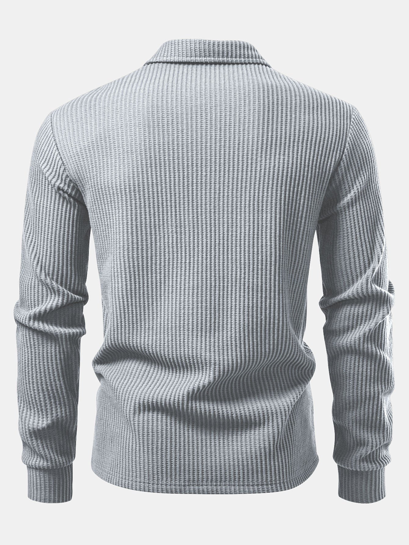 Isaías® | Long Sleeved Knitted Waffle Polo Shirt - Image 2