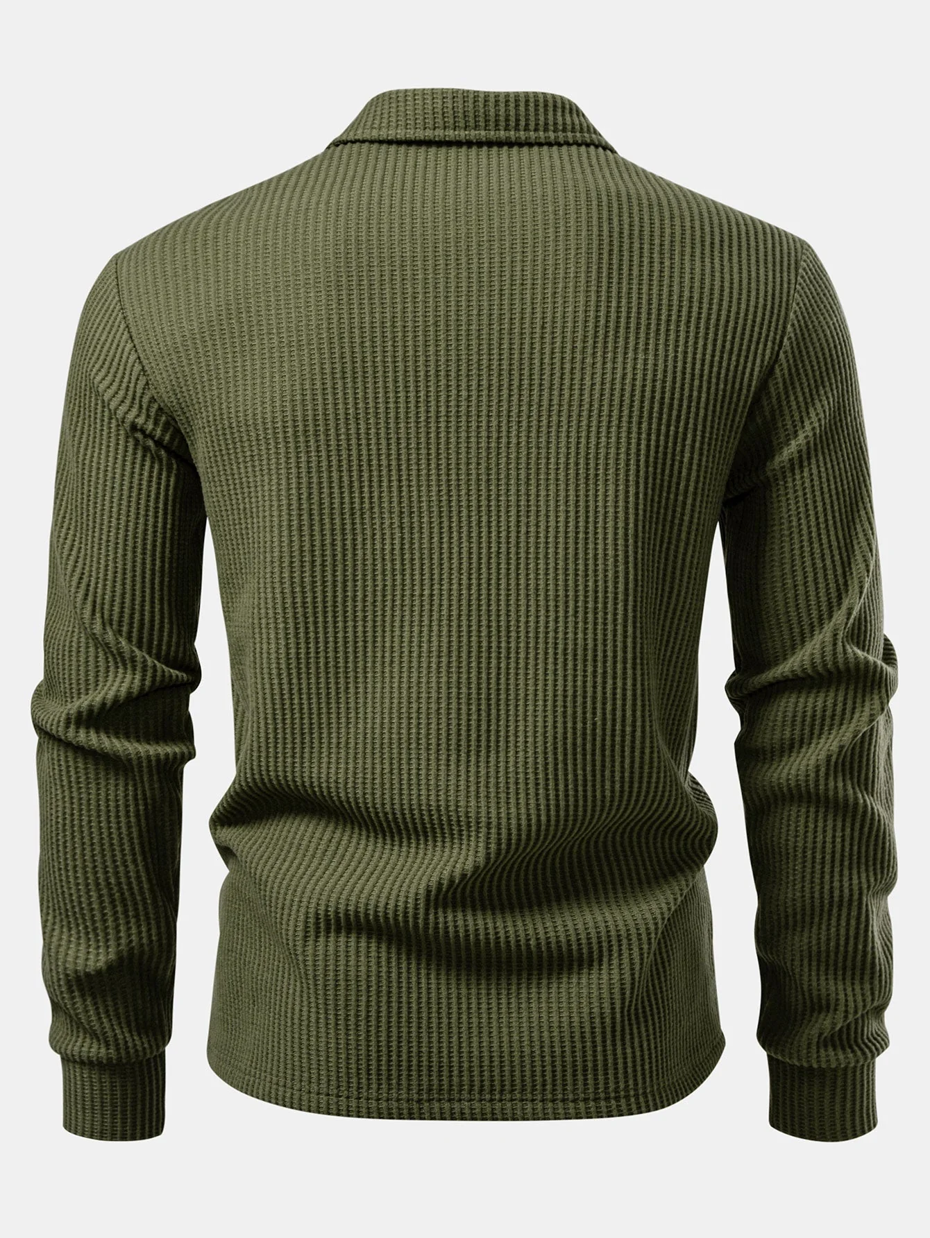 Isaías® | Long Sleeved Knitted Waffle Polo Shirt - Image 7