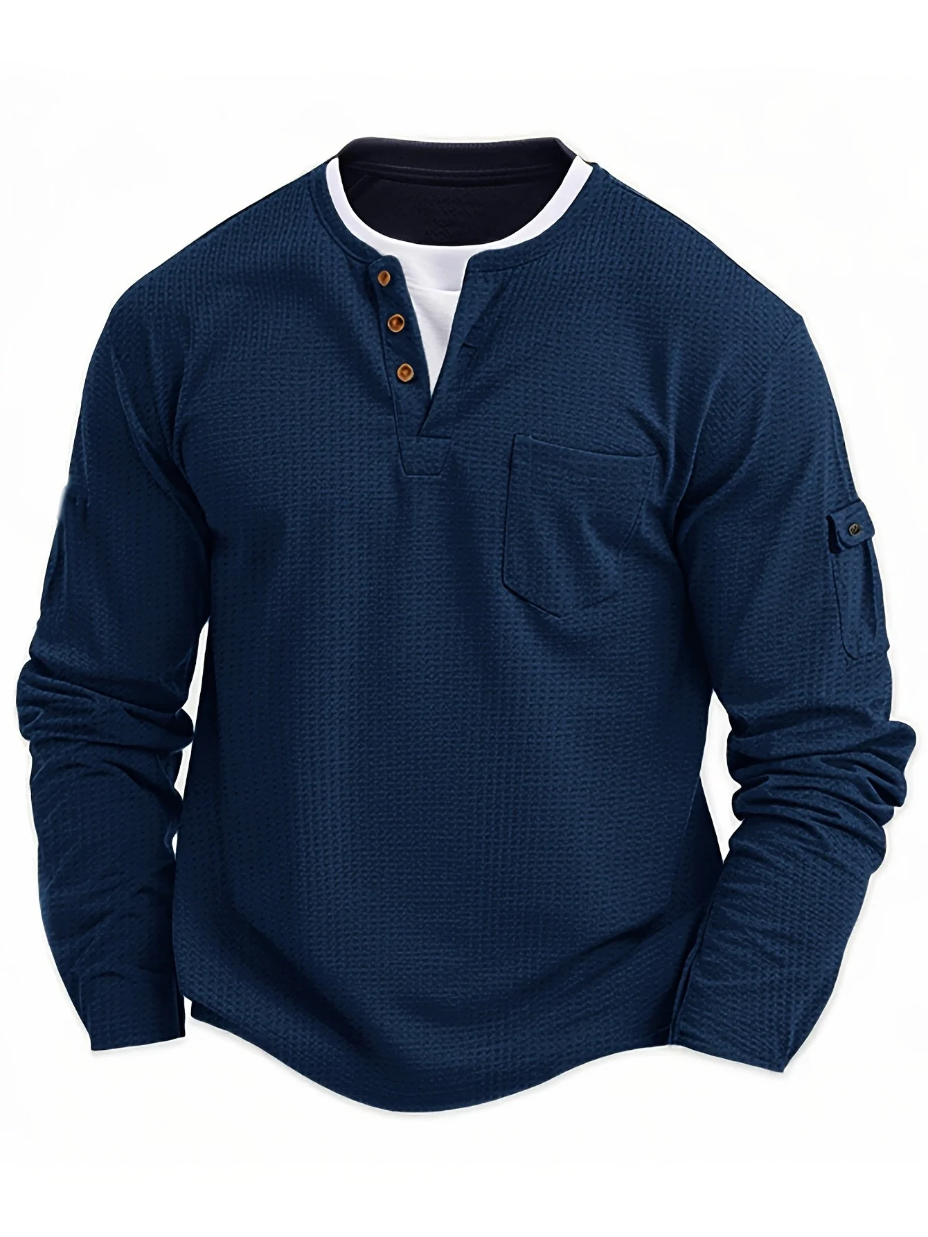 Isiah | Long-sleeved polo shirt with buttons and pocket - Image 10