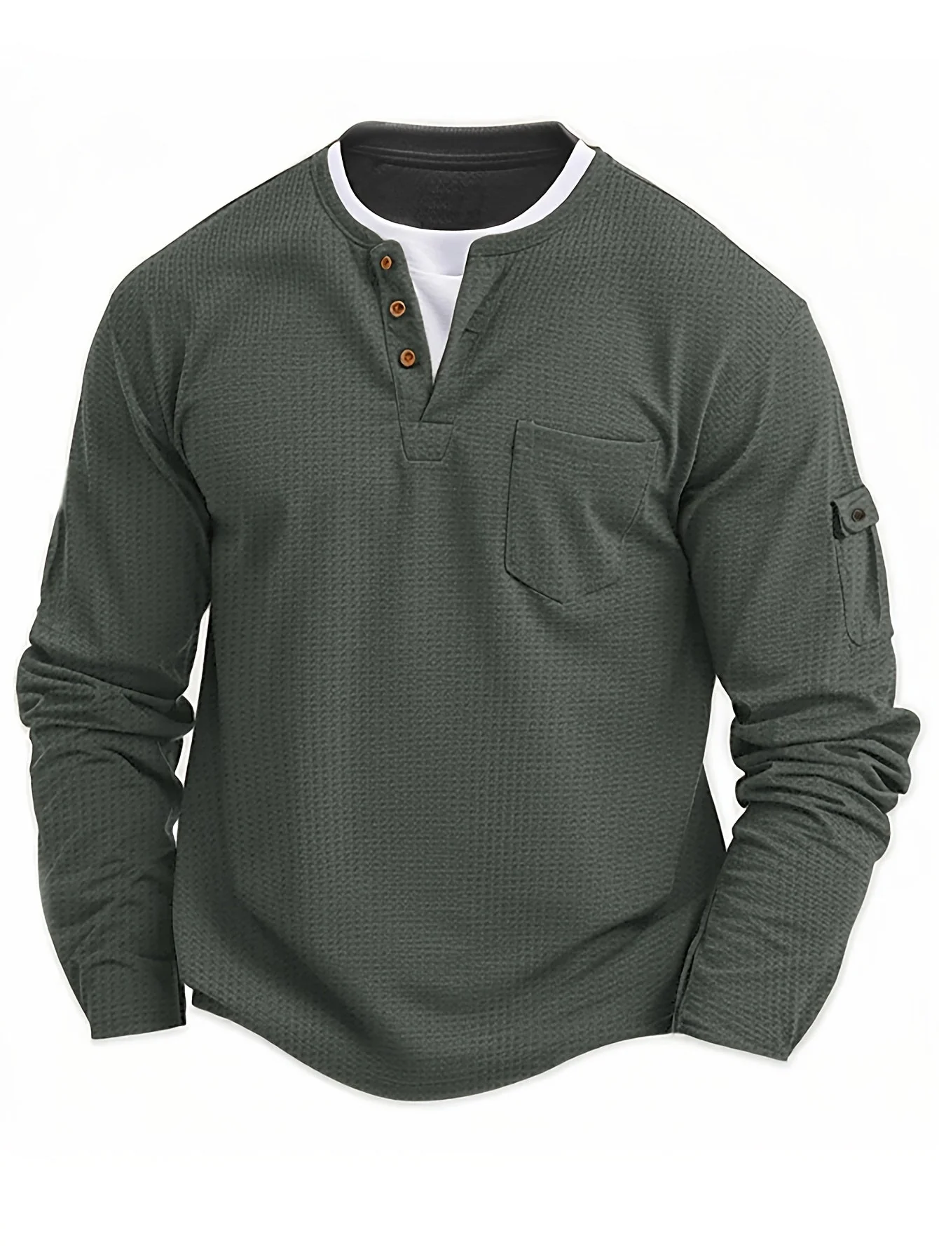 Isiah | Long-sleeved polo shirt with buttons and pocket - Image 11