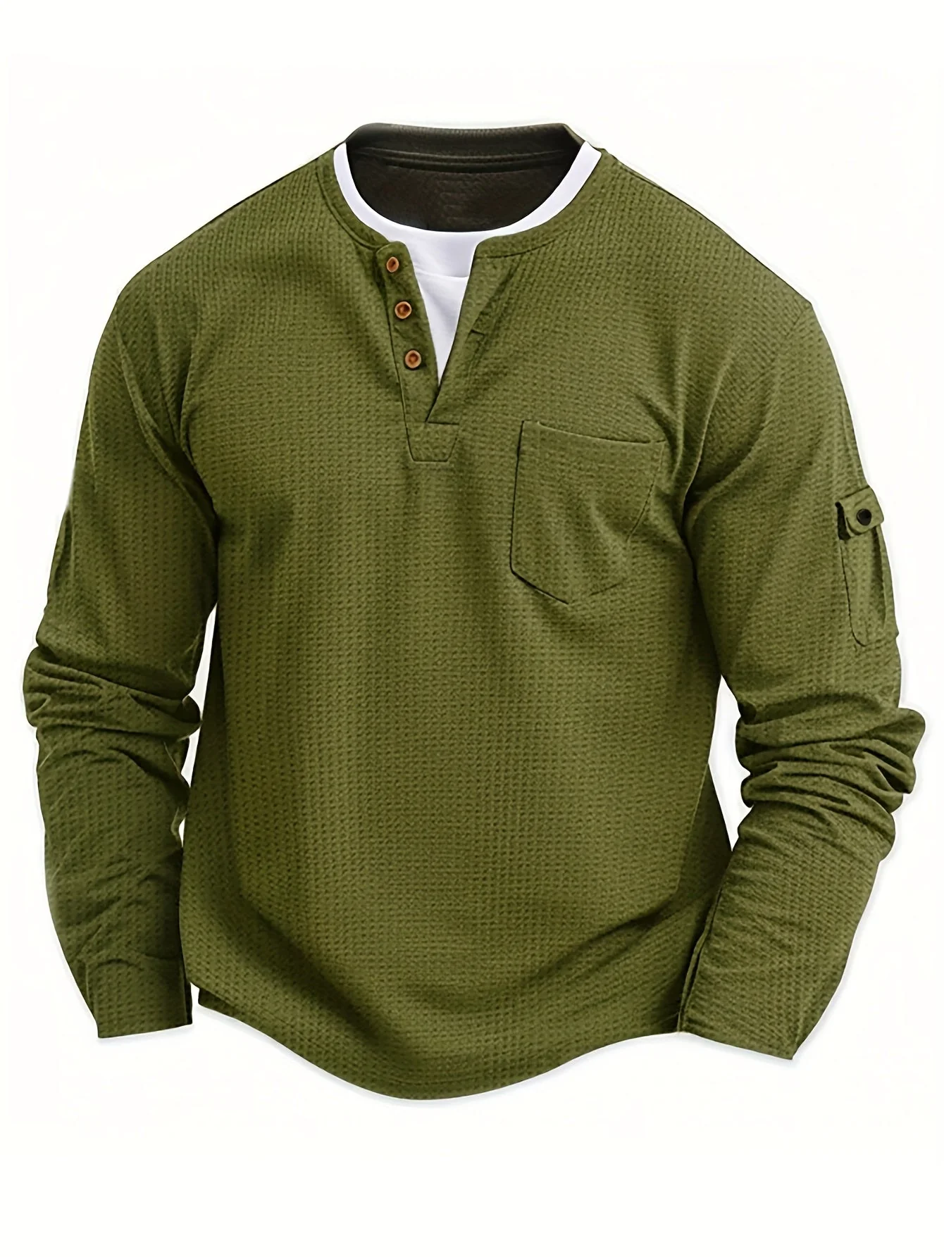 Isiah | Long-sleeved polo shirt with buttons and pocket - Image 8